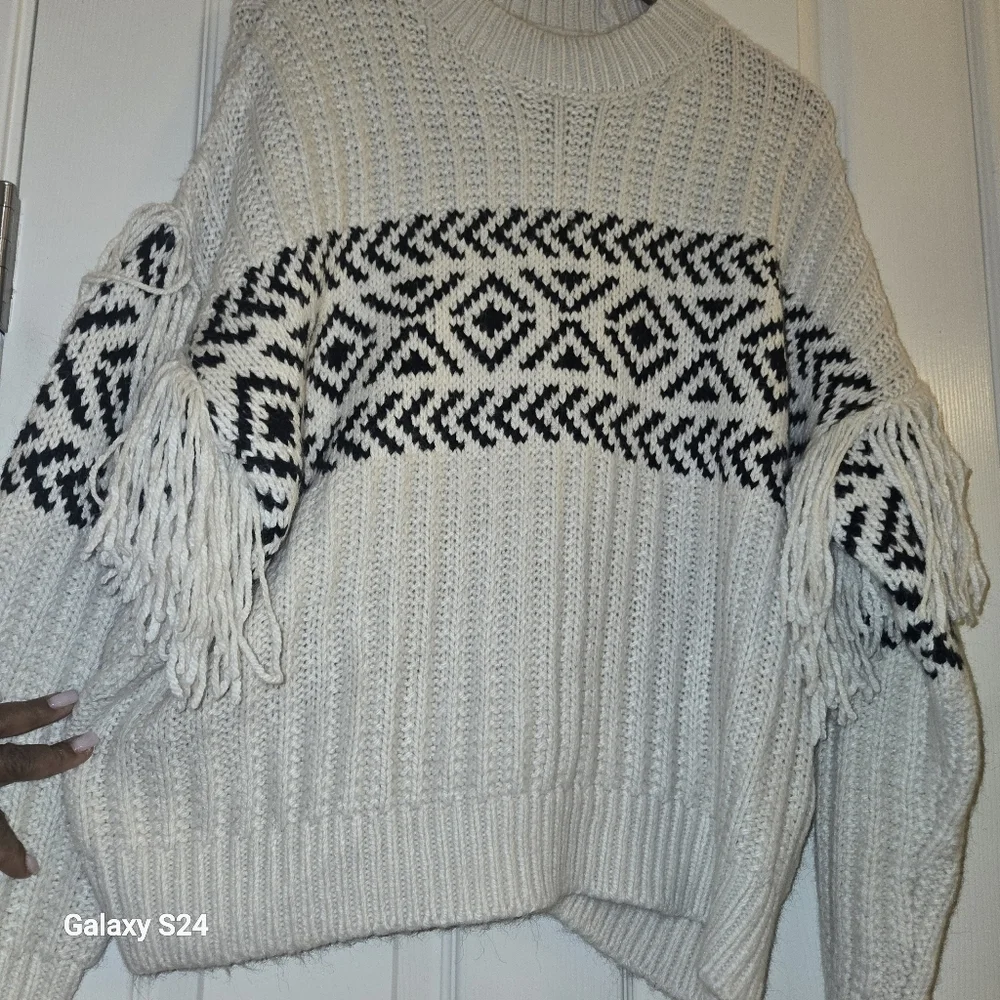 Sanctuary Fringe Detail Ribbed Pullover Sweater Size Large - Picture 6 of 13